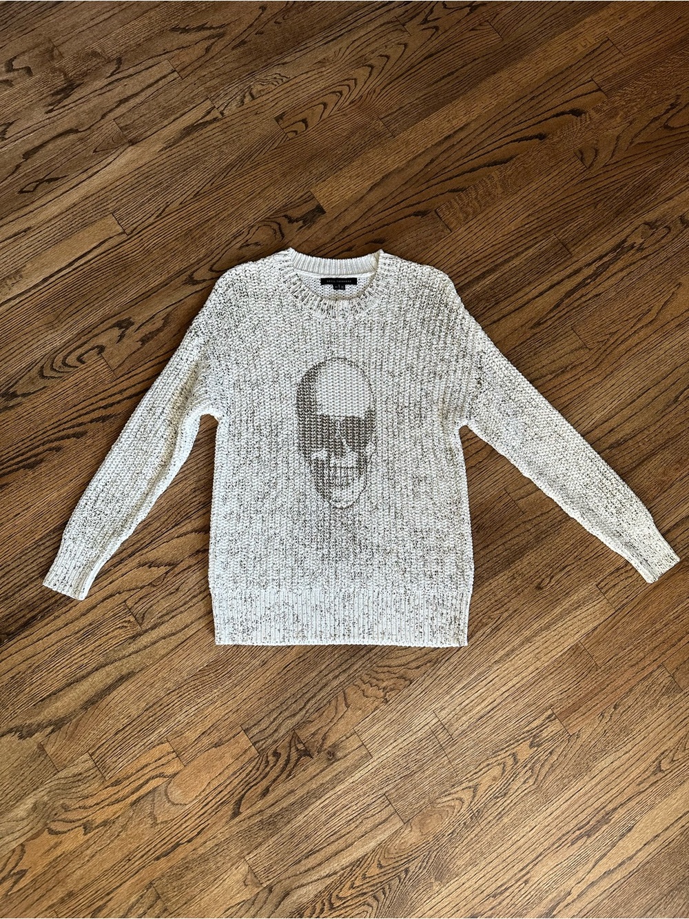 Skull Cashmere Metallic Ivory Skull Sweater